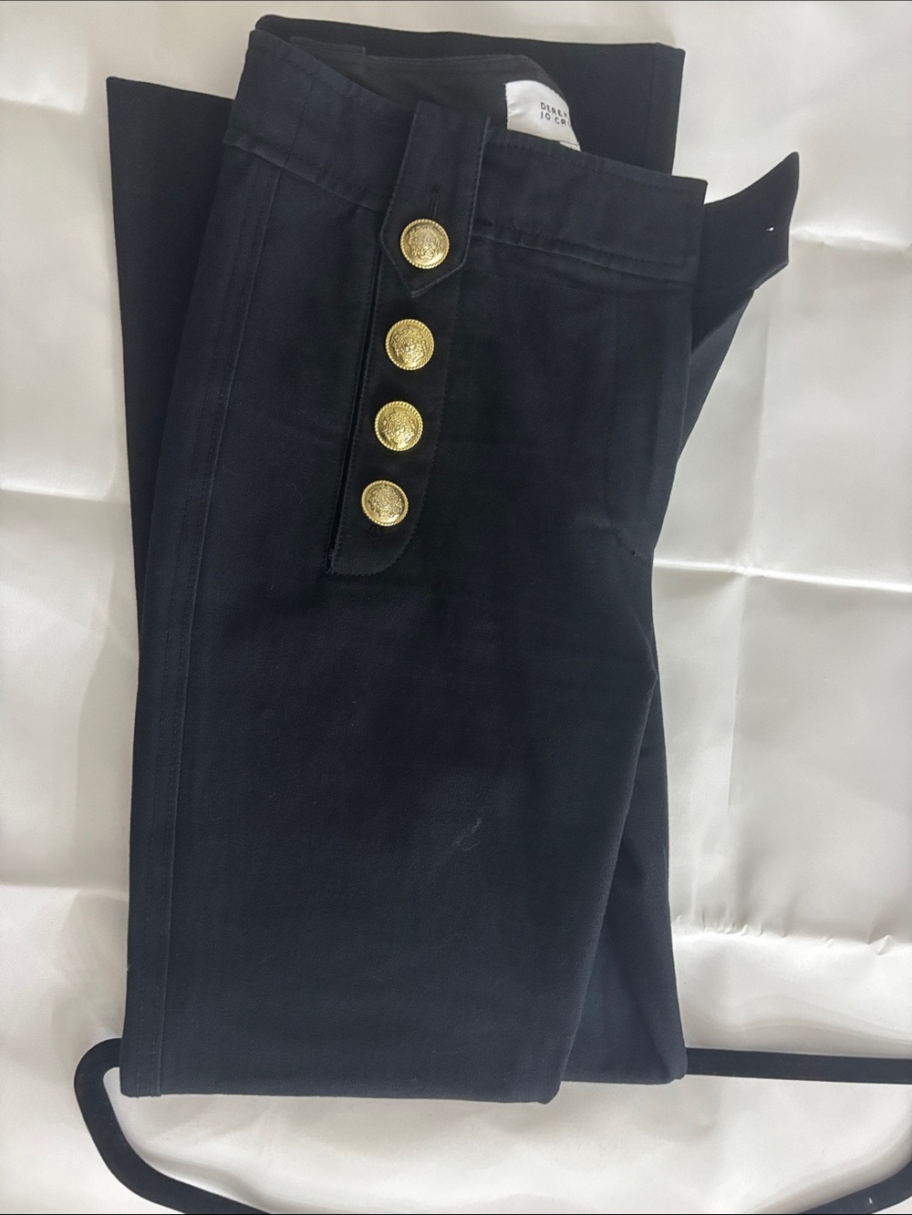 Derek Lam Black Straight-Leg Pants with Gold Buttons
